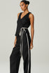 CALCA LINHO BICOLOR PRETO/BEGE
